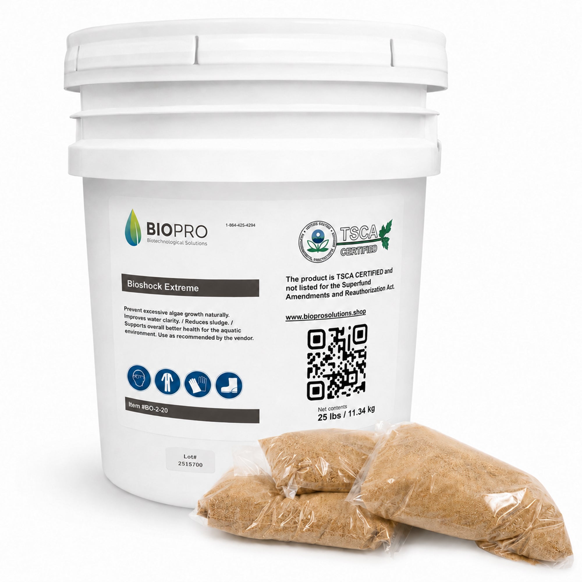 Bioshock Extreme (25 lbs), pond/lake management, natural way to remove algae, beneficial bacteria