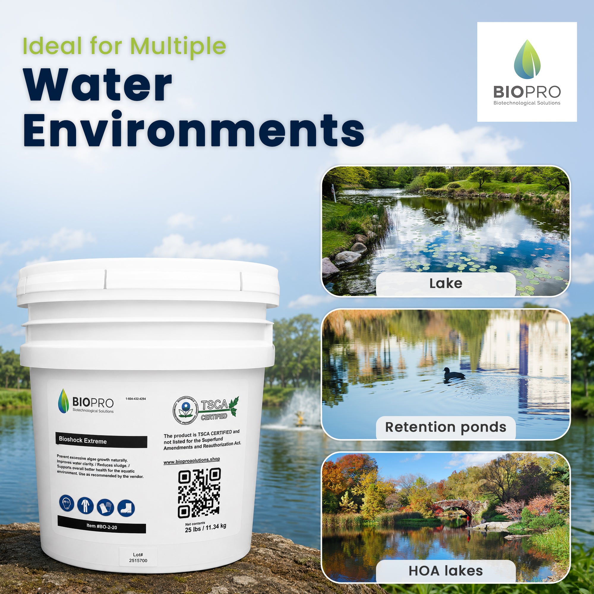 Bioshock Extreme (25 lbs), pond/lake management, natural way to remove algae, beneficial bacteria