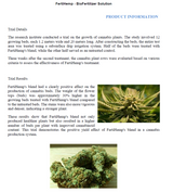 FertiHemp Product information, Biofertilizer Solution, trials details